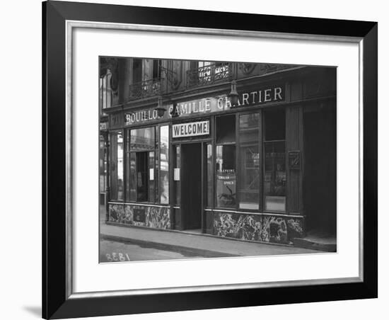 The Bouillon Camille Chartier Welcoming the Customer in English Language, Paris-Jacques Moreau-Framed Photographic Print