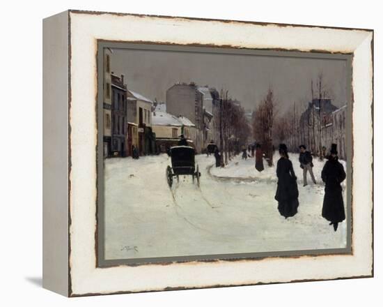 The Boulevard De Clichy under Snow-Norbert Goeneutte-Framed Premier Image Canvas