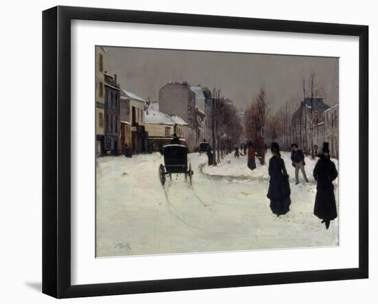 The Boulevard De Clichy under Snow-Norbert Goeneutte-Framed Giclee Print