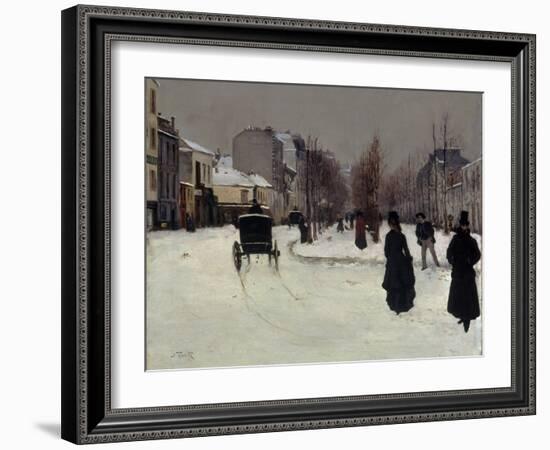 The Boulevard De Clichy under Snow-Norbert Goeneutte-Framed Giclee Print