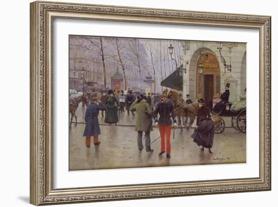 The Boulevard des Capucines and the Vaudeville Theatre, 1889-Jean Béraud-Framed Giclee Print