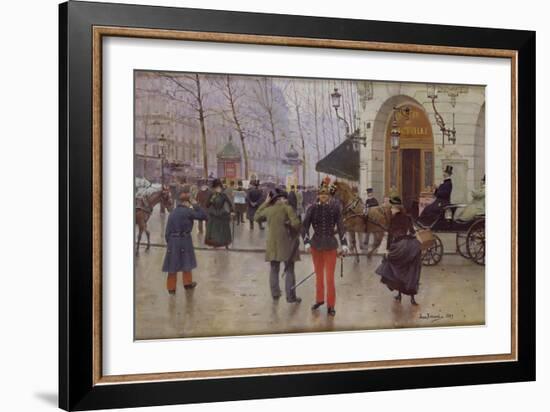 The Boulevard des Capucines and the Vaudeville Theatre, 1889-Jean Béraud-Framed Giclee Print