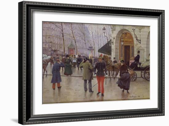 The Boulevard des Capucines and the Vaudeville Theatre, 1889-Jean Béraud-Framed Giclee Print