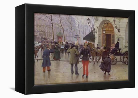 The Boulevard des Capucines and the Vaudeville Theatre, 1889-Jean Béraud-Framed Premier Image Canvas