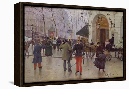 The Boulevard des Capucines and the Vaudeville Theatre, 1889-Jean Béraud-Framed Premier Image Canvas