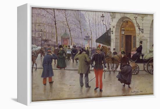 The Boulevard des Capucines and the Vaudeville Theatre, 1889-Jean Béraud-Framed Premier Image Canvas