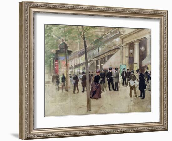 The Boulevard Montmartre and the Variety Theatre, circa 1886-Jean Béraud-Framed Giclee Print