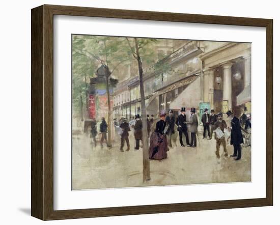 The Boulevard Montmartre and the Variety Theatre, circa 1886-Jean Béraud-Framed Giclee Print