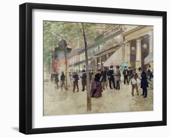 The Boulevard Montmartre and the Variety Theatre, circa 1886-Jean Béraud-Framed Giclee Print