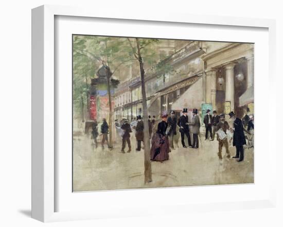 The Boulevard Montmartre and the Variety Theatre, circa 1886-Jean Béraud-Framed Giclee Print