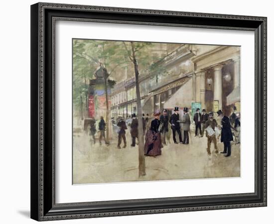 The Boulevard Montmartre and the Variety Theatre, circa 1886-Jean Béraud-Framed Giclee Print