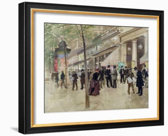 The Boulevard Montmartre and the Variety Theatre, circa 1886-Jean Béraud-Framed Giclee Print