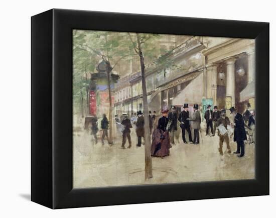 The Boulevard Montmartre and the Variety Theatre, circa 1886-Jean Béraud-Framed Premier Image Canvas