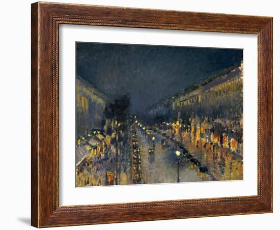 The Boulevard Montmartre at Night, 1897-Camille Pissarro-Framed Premium Giclee Print