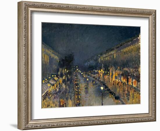 The Boulevard Montmartre at Night, 1897-Camille Pissarro-Framed Giclee Print