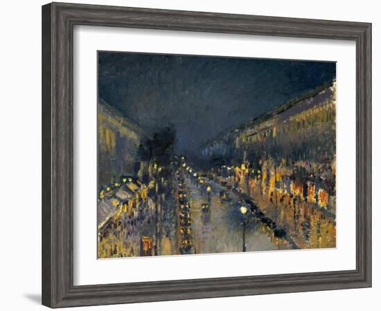 The Boulevard Montmartre at Night, 1897-Camille Pissarro-Framed Giclee Print