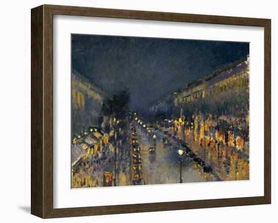 The Boulevard Montmartre at Night, 1897-Camille Pissarro-Framed Giclee Print