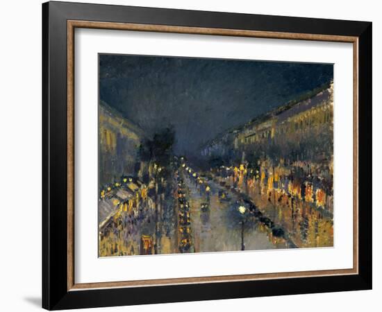 The Boulevard Montmartre at Night, 1897-Camille Pissarro-Framed Giclee Print