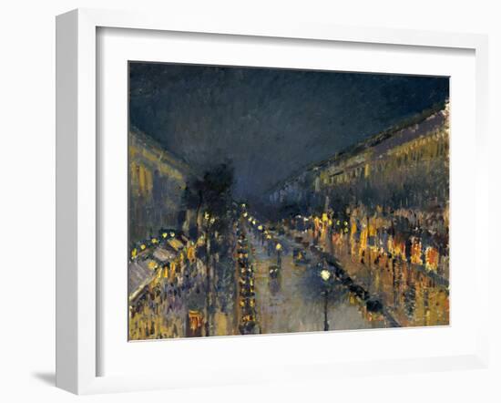 The Boulevard Montmartre at Night, 1897-Camille Pissarro-Framed Giclee Print