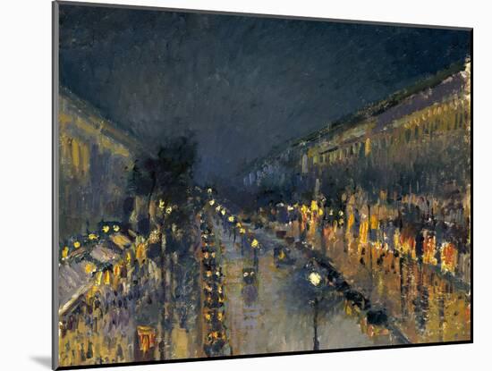The Boulevard Montmartre at Night, 1897-Camille Pissarro-Mounted Giclee Print