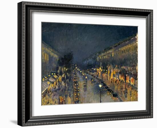 The Boulevard Montmartre at Night, 1897-Camille Pissarro-Framed Giclee Print