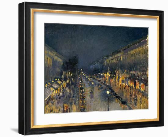 The Boulevard Montmartre at Night, 1897-Camille Pissarro-Framed Giclee Print