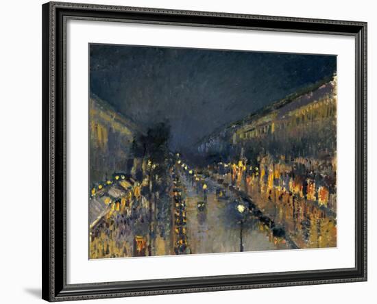 The Boulevard Montmartre at Night, 1897-Camille Pissarro-Framed Giclee Print