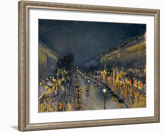 The Boulevard Montmartre at Night, 1897-Camille Pissarro-Framed Giclee Print