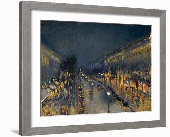 The Boulevard Montmartre at Night, 1897-Camille Pissarro-Framed Giclee Print