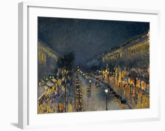 The Boulevard Montmartre at Night, 1897-Camille Pissarro-Framed Giclee Print