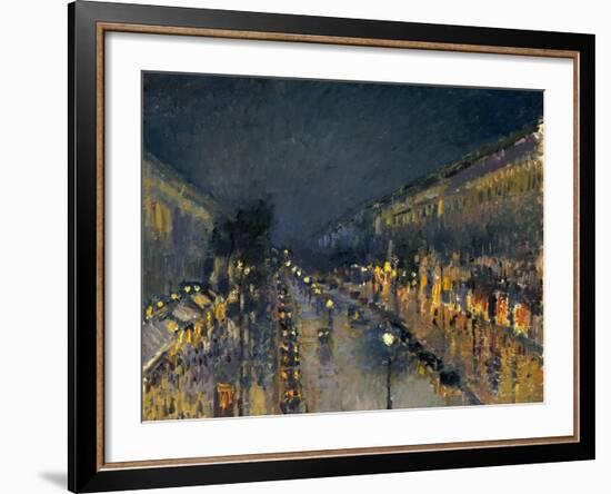 The Boulevard Montmartre at Night, 1897-Camille Pissarro-Framed Giclee Print