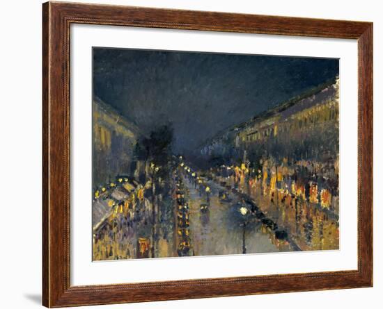 The Boulevard Montmartre at Night, 1897-Camille Pissarro-Framed Giclee Print