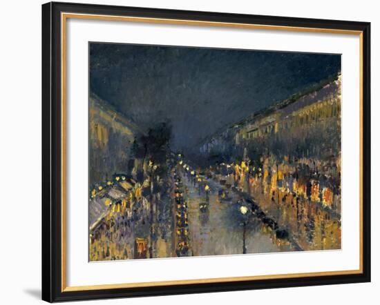 The Boulevard Montmartre at Night, 1897-Camille Pissarro-Framed Giclee Print