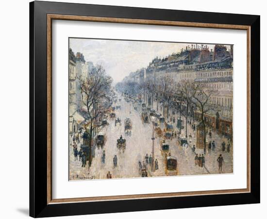 The Boulevard Montmartre on a Winter Morning, 1897-Camille Pissarro-Framed Premium Giclee Print