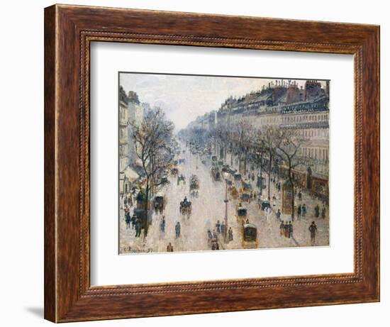 The Boulevard Montmartre on a Winter Morning, 1897-Camille Pissarro-Framed Giclee Print