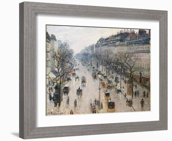 The Boulevard Montmartre on a Winter Morning, 1897-Camille Pissarro-Framed Giclee Print