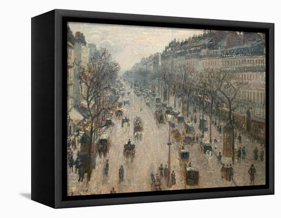 The Boulevard Montmartre on a Winter Morning-Camille Pissarro-Framed Premier Image Canvas