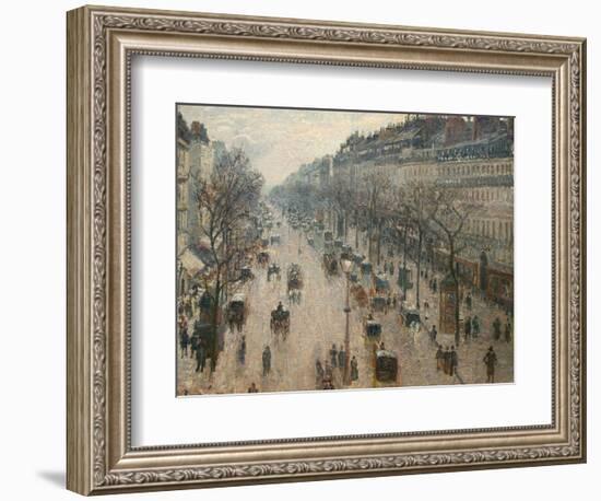 The Boulevard Montmartre on a Winter Morning-Camille Pissarro-Framed Photographic Print