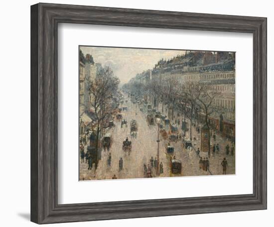 The Boulevard Montmartre on a Winter Morning-Camille Pissarro-Framed Photographic Print