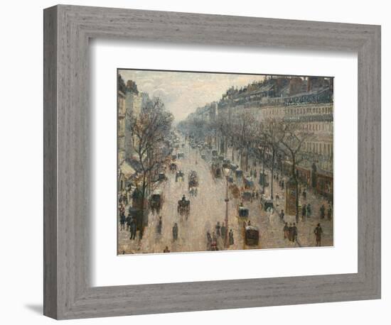 The Boulevard Montmartre on a Winter Morning-Camille Pissarro-Framed Photographic Print