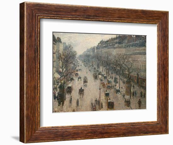 The Boulevard Montmartre on a Winter Morning-Camille Pissarro-Framed Photographic Print