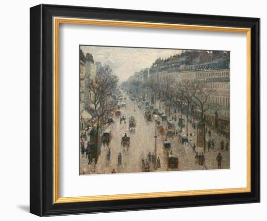 The Boulevard Montmartre on a Winter Morning-Camille Pissarro-Framed Photographic Print