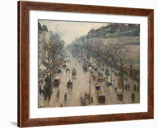 The Boulevard Montmartre on a Winter Morning-Camille Pissarro-Framed Photographic Print