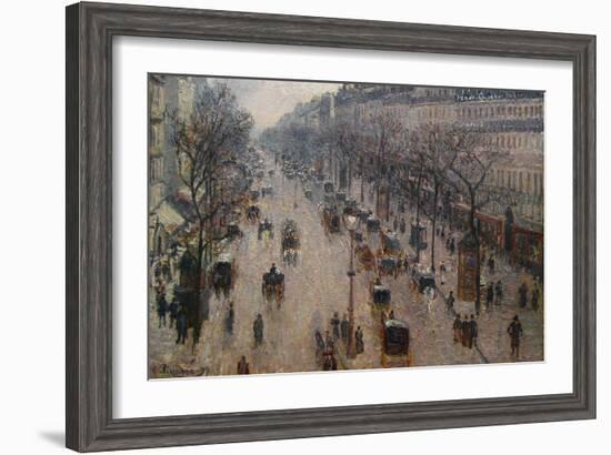 The Boulevard Montmartre on a Winter Morning-Camille Pissarro-Framed Art Print