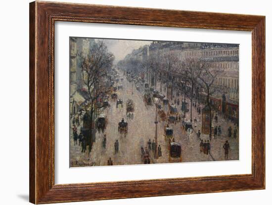 The Boulevard Montmartre on a Winter Morning-Camille Pissarro-Framed Art Print