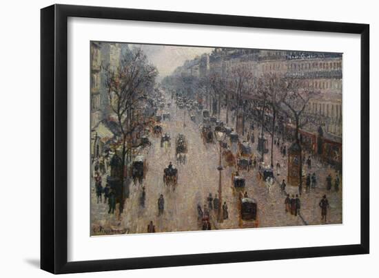 The Boulevard Montmartre on a Winter Morning-Camille Pissarro-Framed Art Print