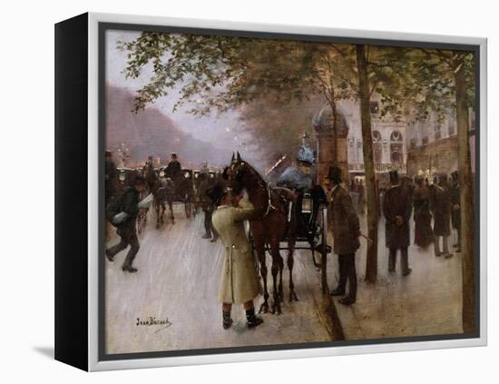 The Boulevards, Evening in Front of the Cafe Napolitain, Late 19th Century-Jean Béraud-Framed Premier Image Canvas