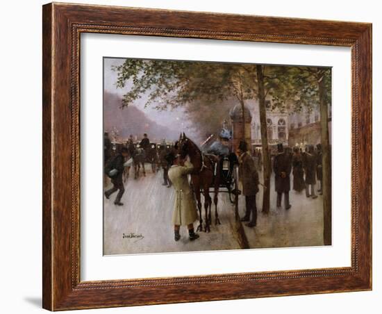 The Boulevards, Evening in Front of the Cafe Napolitain, Late 19th Century-Jean Béraud-Framed Giclee Print