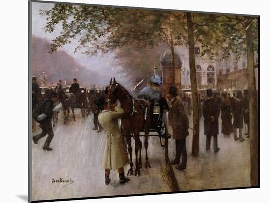 The Boulevards, Evening in Front of the Cafe Napolitain, Late 19th Century-Jean Béraud-Mounted Giclee Print