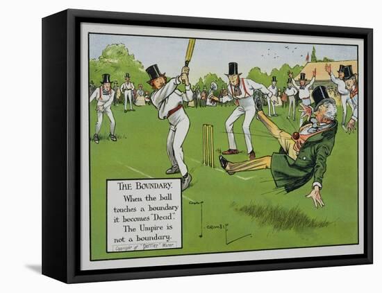 The Boundary, Illustration from Laws of Cricket, Published 1910-Charles Crombie-Framed Premier Image Canvas